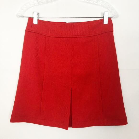 LOFT Split Front Red High Rise Skirt Size 0 Petite - Picture 2 of 7